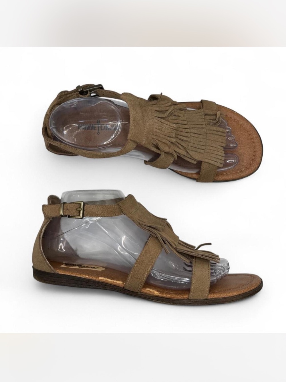 Minnetonka Women's Maui Fringe Ankle Strap Sandals